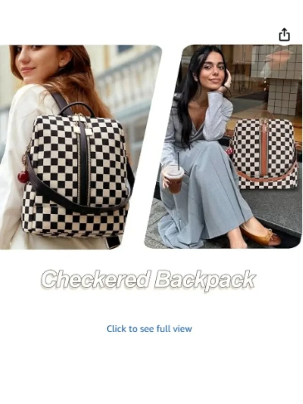 Checkered Backpack Purse for Women,Plaid Back Pack Handbag,Fashion Everyday
